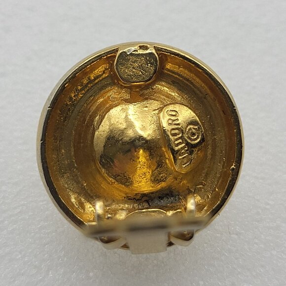 Vintage Cadoro Gold Tone Clip-On Earrings With Clear Rhinestones - Picture 9 of 13